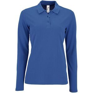 SOLS Womens/Ladies Perfect Long Sleeve Pique Polo Shirt / Royal Blue